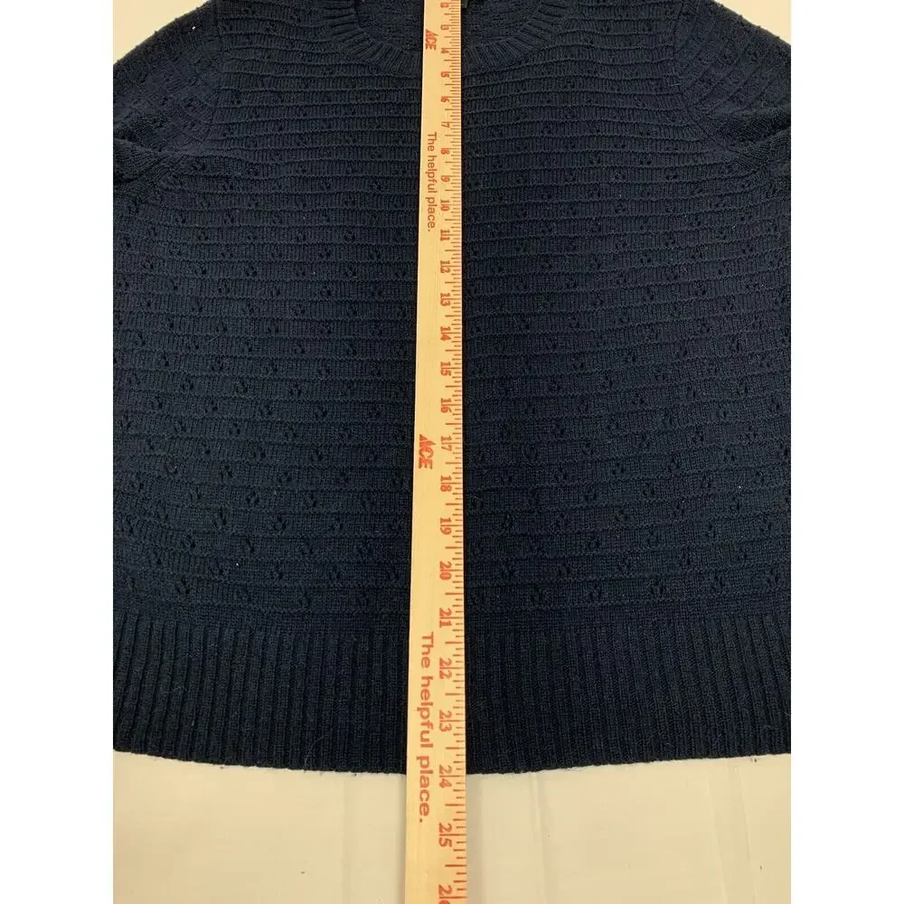 J Crew Women’s Pointelle Crew Neck Sweater Navy Blue M